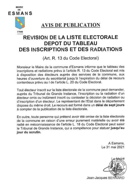 Révision des listes électorales